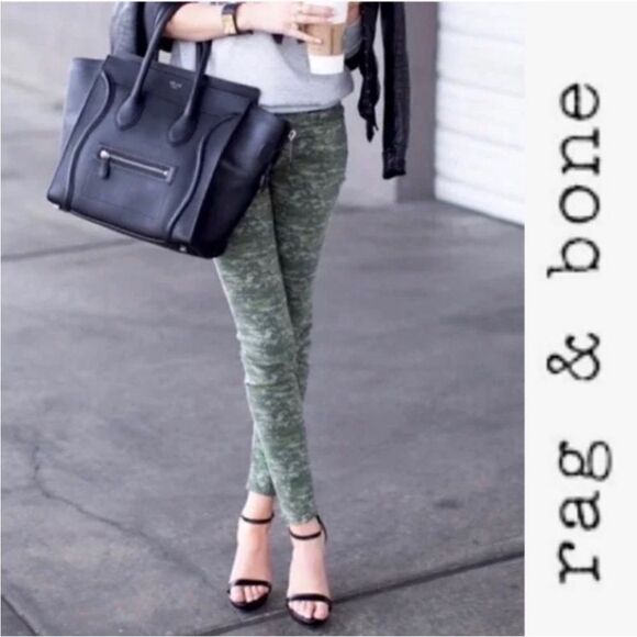 RAG & BONE WOMEN’S SKINNY CAMO JEAN ZIPPER W/ BUTTON CLOSURE IN GREAT CONDITION - Picture 2 of 9